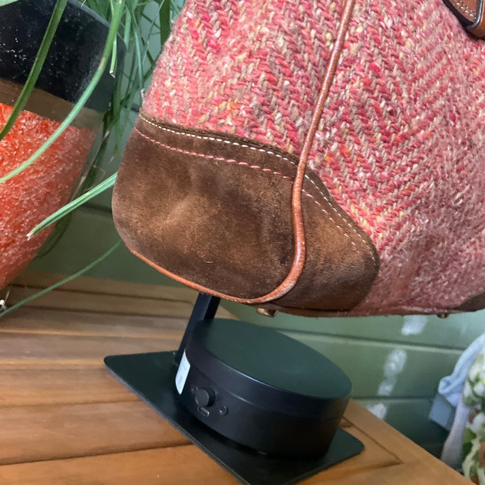 Coach Hampton Pink Tweed & Cognac Brown Leather EUC Vintage Y2K - Picture 7 of 11